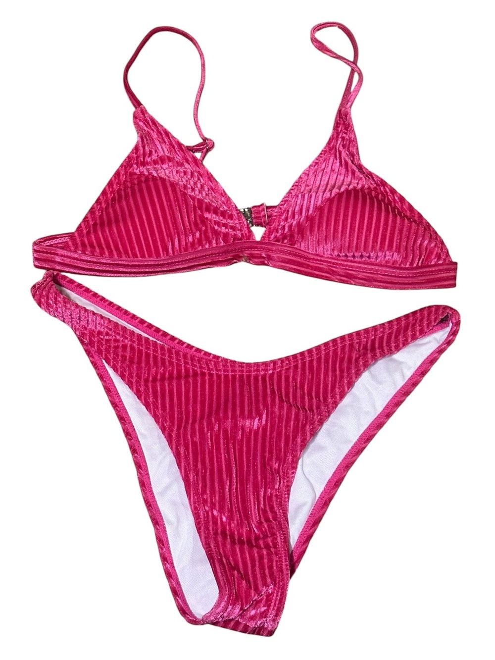M Pink Velvet Bikini Set Swim Suit